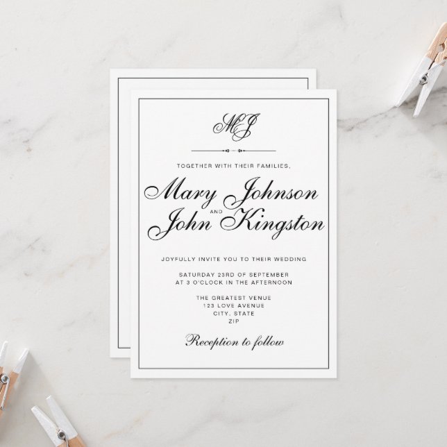 Elegant Wedding Invitation with QR Code (Front/Back In Situ)