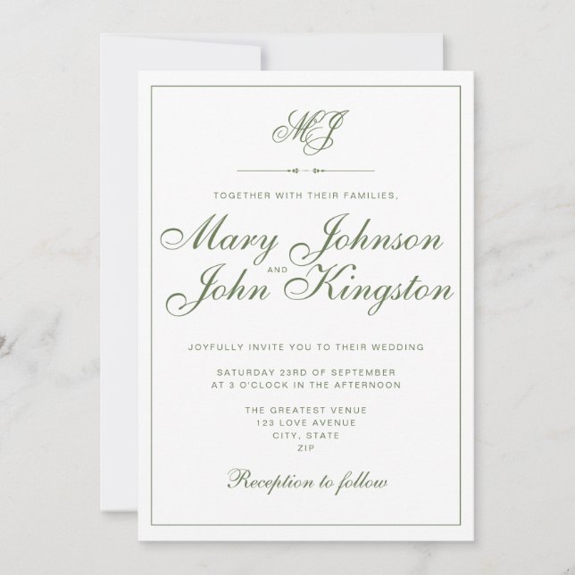 Elegant Wedding Invitation with QR Code (Front)