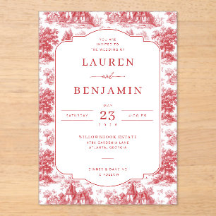 Elegant Wedding Invitation with Red Floral Design