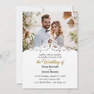 Elegant wedding invitations cards with photo