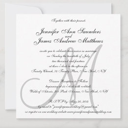 Elegant Wedding Invitations Monogram Initial Names
