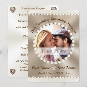 Elegant Wedding Invitations with Photo, or Delete