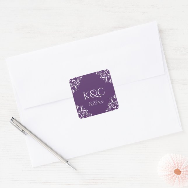 Elegant Wedding Label | Nadine - Plum Purple (Envelope)