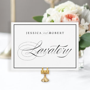 Elegant Wedding Lavatory Sign Black Border