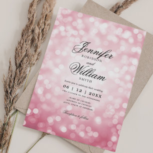 Elegant Wedding Lights Vintage Blush Pink QR RSVP Invitation
