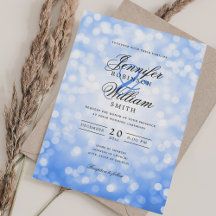 Elegant Wedding Lights Vintage Navy Blue QR RSVP