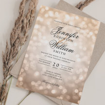 Elegant Wedding Lights Vintage Rose Gold QR RSVP