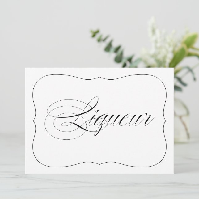 Elegant Wedding Liqueur Bar Sign Invitation (Standing Front)