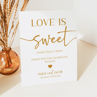 Elegant Wedding Love Is Sweet Treat Table Pedestal Sign