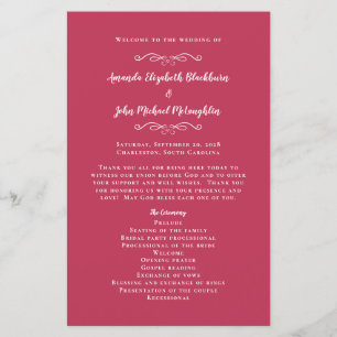 Elegant Wedding Magenta Red Chic Ceremony Programs