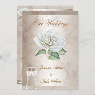 Elegant Wedding Marble Rose Cream White Champagne Invitation