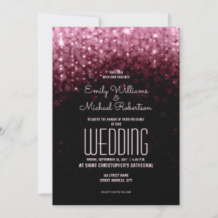 Elegant wedding marsala lights bokeh background invitation