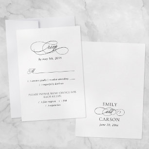 Elegant Wedding Meal Choice Black & White  RSVP Card