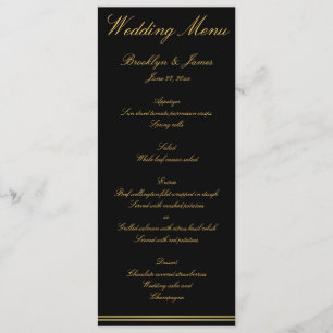 Elegant Wedding Menu Black And Gold 4x9.25