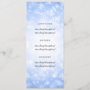 Elegant Wedding Menu Blue Winter Wonderland
