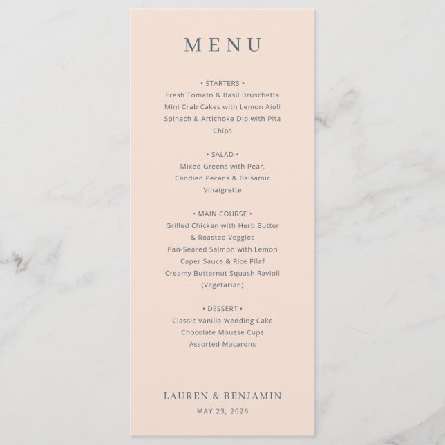 Elegant Wedding Menu Card (Front)