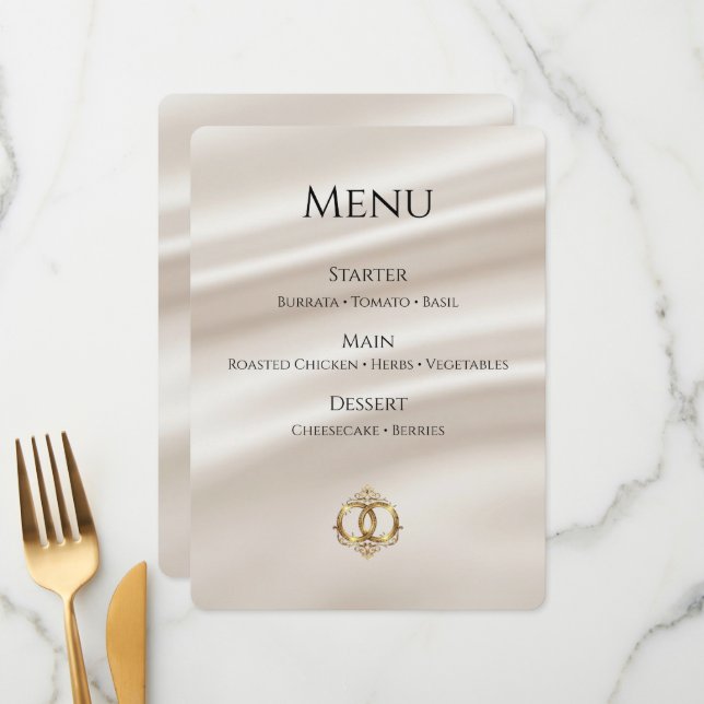 Elegant Wedding Menu Card | Modern Abstract (Front/Back In Situ)