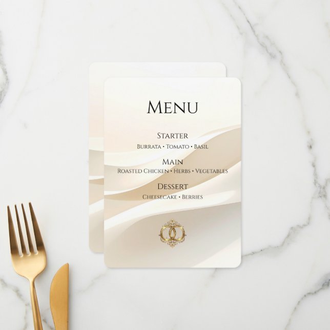 Elegant Wedding Menu Card | Modern Abstract (Front/Back In Situ)