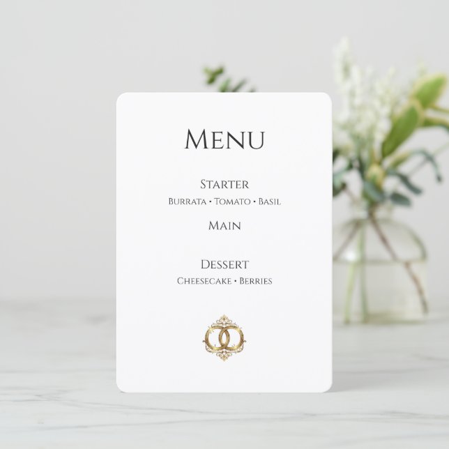 Elegant Wedding Menu Card | Modern Abstract (Standing Front)