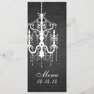 Elegant Wedding Menu Chandelier Black