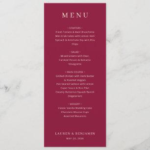 Elegant Wedding Menu Design