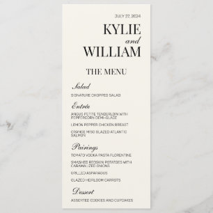 Elegant Wedding Menu Insert
