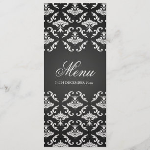 Elegant Wedding Menu Vintage Damask Black