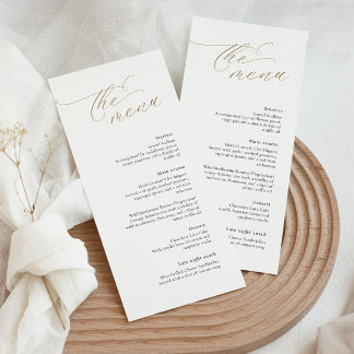 Elegant Wedding Menu with Gold Calligraphy Font