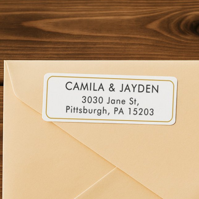 Elegant Wedding Minimal Gold Border Return Address (Creator Uploaded)