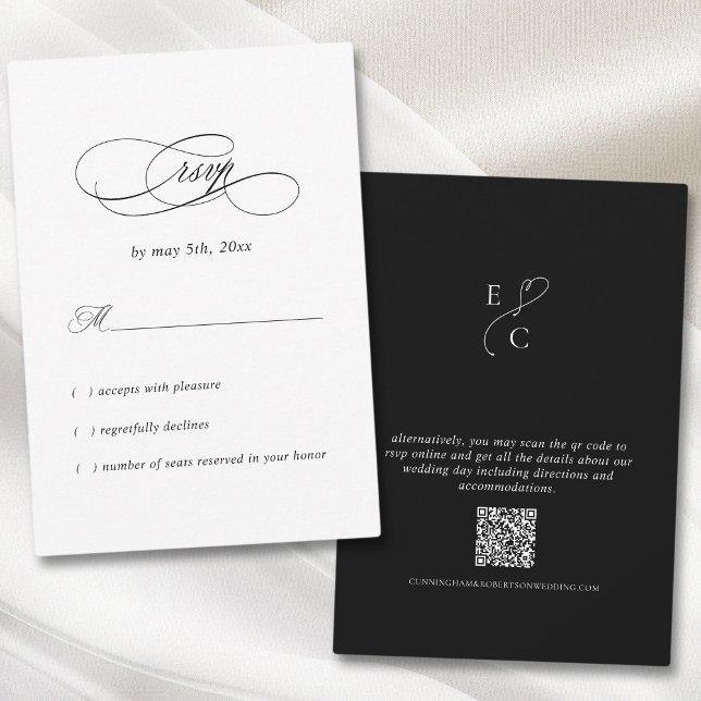 Elegant Wedding Minimal Modern QR Code Monogram RSVP Card (Creator Uploaded)