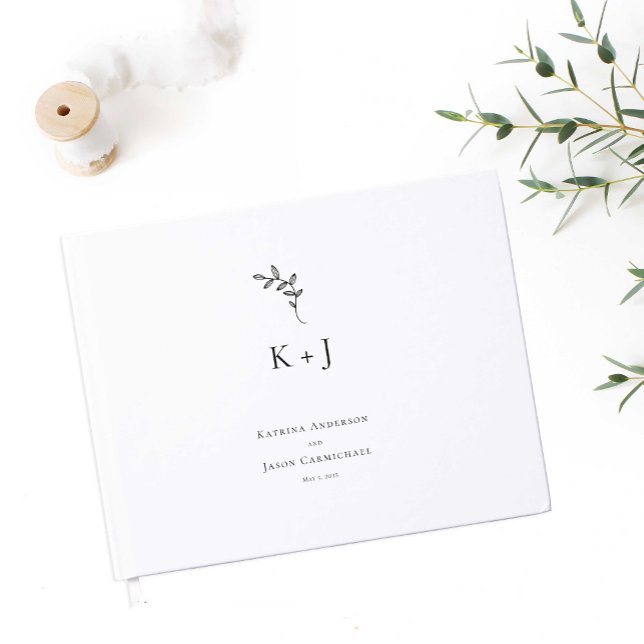 Elegant Wedding Minimal Monogram Photo Guest Book (Creator Uploaded)