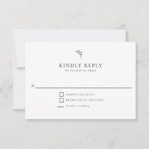 Elegant Wedding Minimal Monogram RSVP Kindly Reply Card