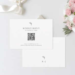 Elegant Wedding Minimal Monogram RSVP QR Code Card