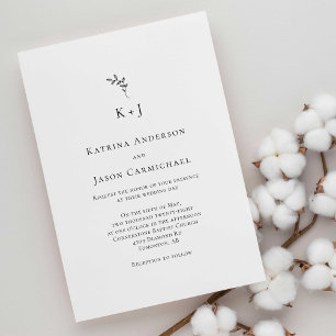 Elegant Wedding Minimal Simple Monogram Invitation