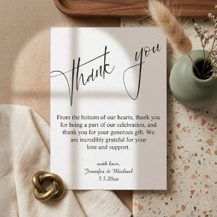 elegant wedding minimalist modern script thank you card