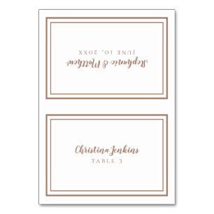 Elegant Wedding Mocha Brown Custom Guest Seat Card