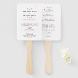 Elegant Wedding Modern Ceremony Program Burgundy Hand Fan