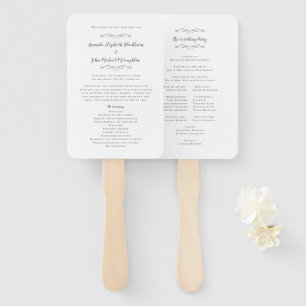 Elegant Wedding Modern Ceremony Program Grey White Hand Fan
