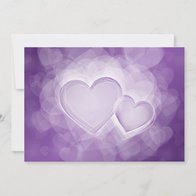 Elegant Wedding Modern Hearts Purple Invitation (Front)