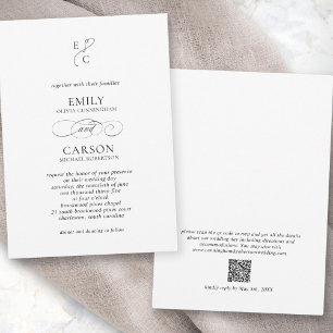 Elegant Wedding Modern Monogram Logo QR Code Invitation