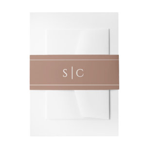 Elegant Wedding Modern Monogram Mocha Brown Invitation Belly Band