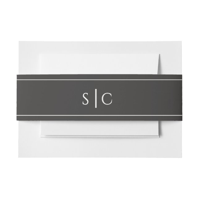 Elegant Wedding Modern Monogram Simple Soft Black Invitation Belly Band (Front Example)