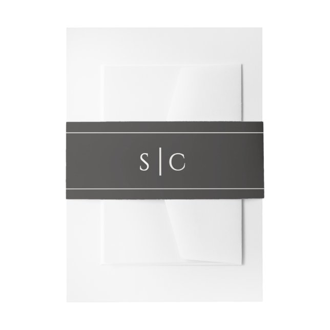 Elegant Wedding Modern Monogram Soft Black & Cream Invitation Belly Band (Front Example)