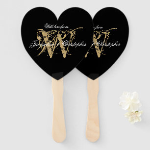 Elegant Wedding Monogram And Names Chic Hand Fan