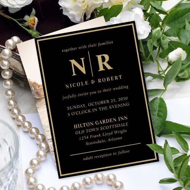 Elegant Wedding Monogram Bride And Groom Initials Invitation (Creator Uploaded)
