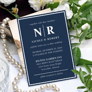 Elegant Wedding Monogram Bride And Groom Initials Invitation