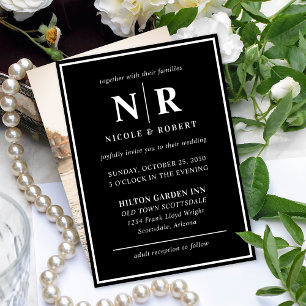 Elegant Wedding Monogram Bride And Groom Initials Invitation
