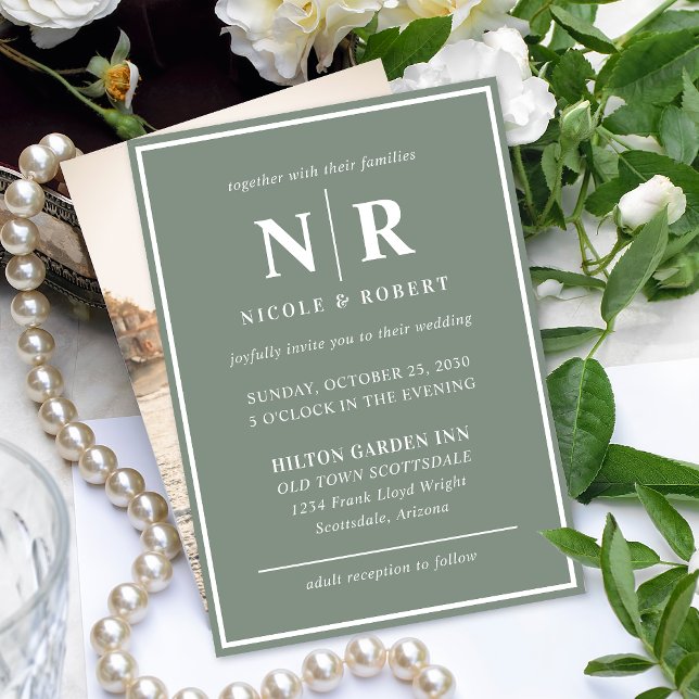 Elegant Wedding Monogram Bride And Groom Initials Invitation (Creator Uploaded)