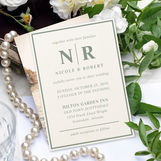 Elegant Wedding Monogram Bride And Groom Initials Invitation (Creator Uploaded)