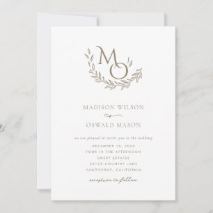 Elegant Wedding Monogram Classic Invitation
